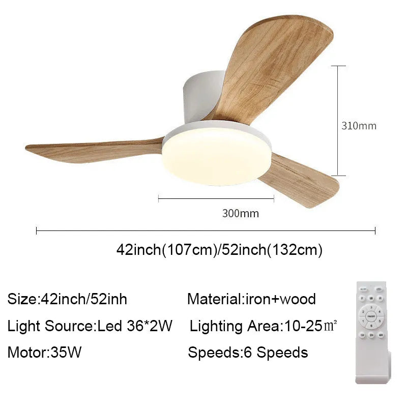 Wood Ceiling Fan with Light