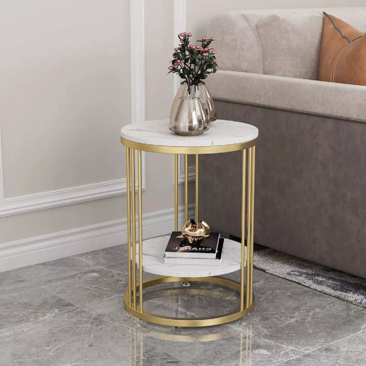 Round Marble Accent Table 