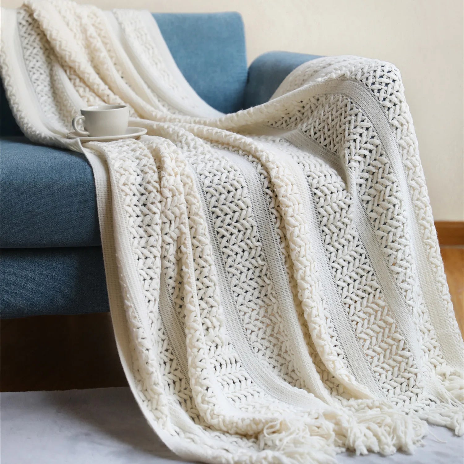 Crochet Blanket with Tassels