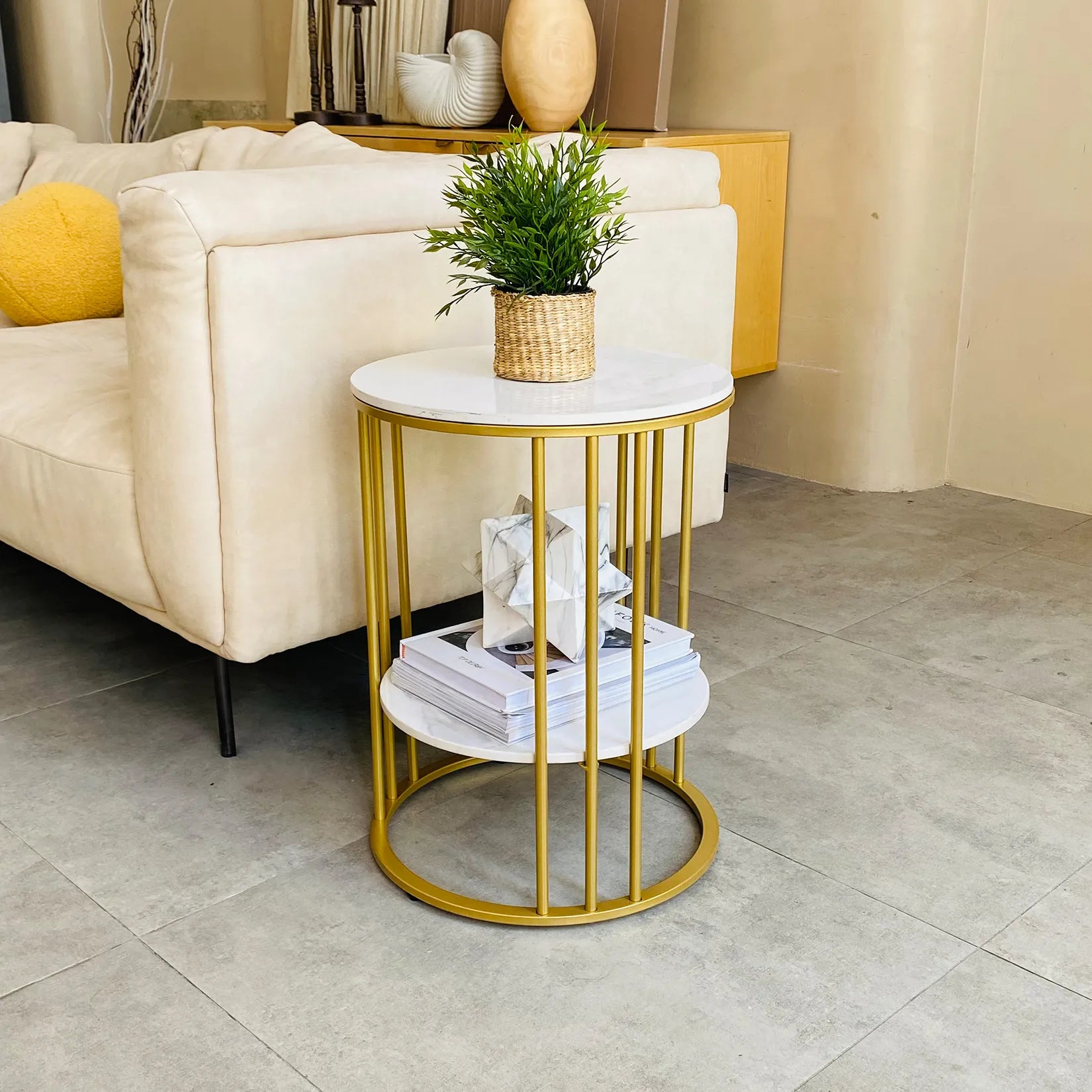 Round Marble Accent Table 