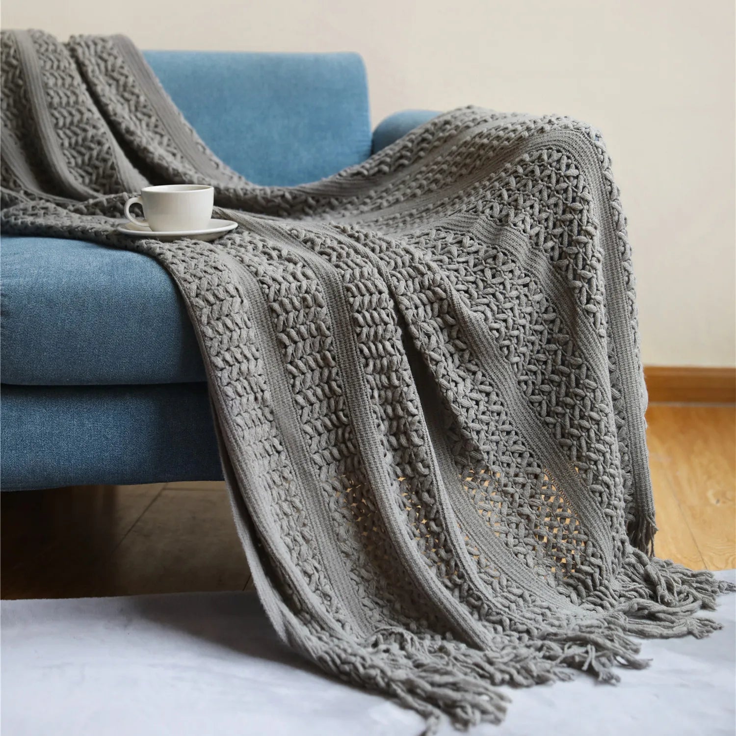 Crochet Blanket with Tassels